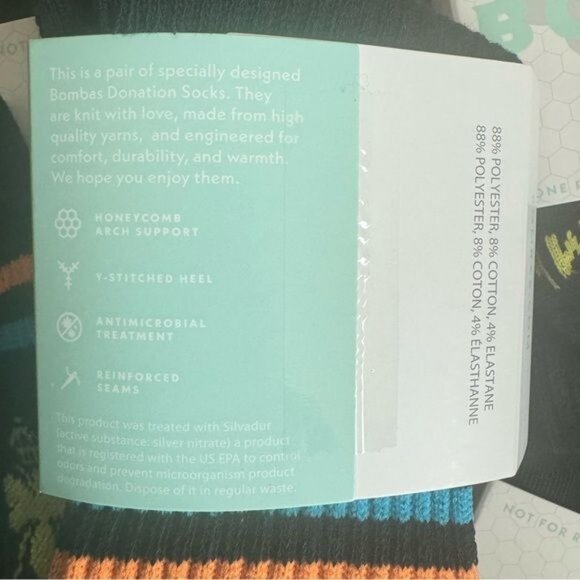 Bombas kids socks size XS black/multicolor calf honeycomb arch support new 5X - Picture 3 of 6